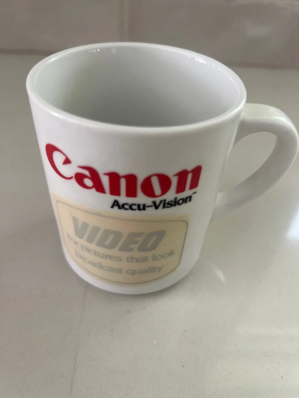 Canon Vintage 80's White Ceramic Mug with Red Logo